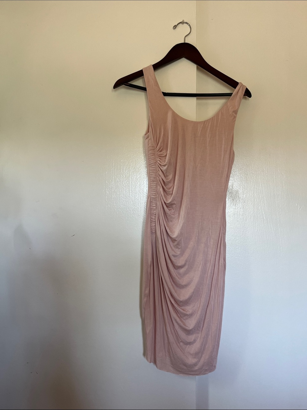 NWT Bailey 44 Ruched Tank Midi Dress in Dusty Pink
